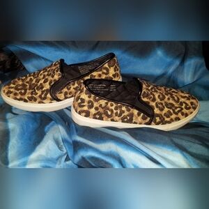 Women's Time & Tru Animal Print Quilted Slip-On Sneakers w/ Memory Foam 9.5